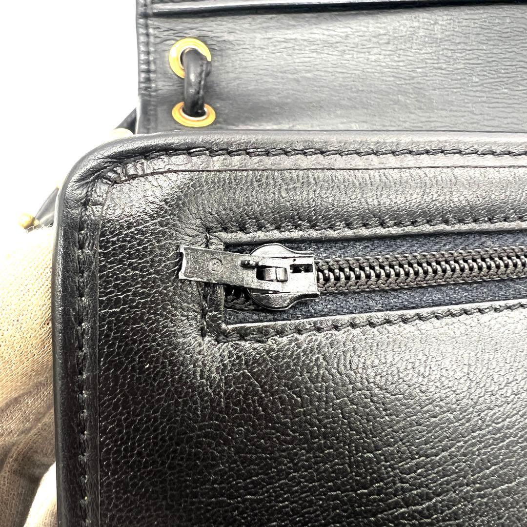 【美品】ディオール ハンドバッグ ゴールド金具 シボレザー ブラック