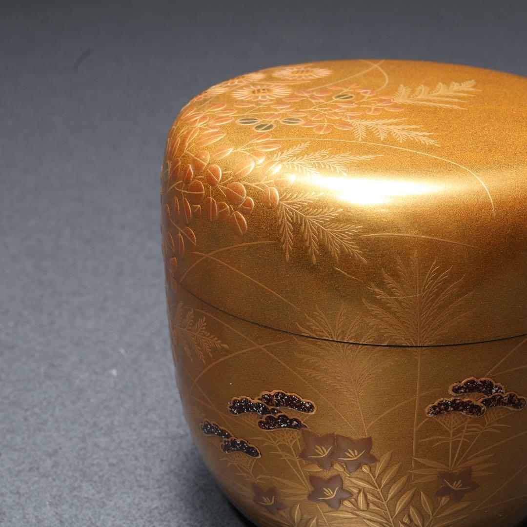 棗　秋草文　清水宗水　金蒔絵　共箱　R1690