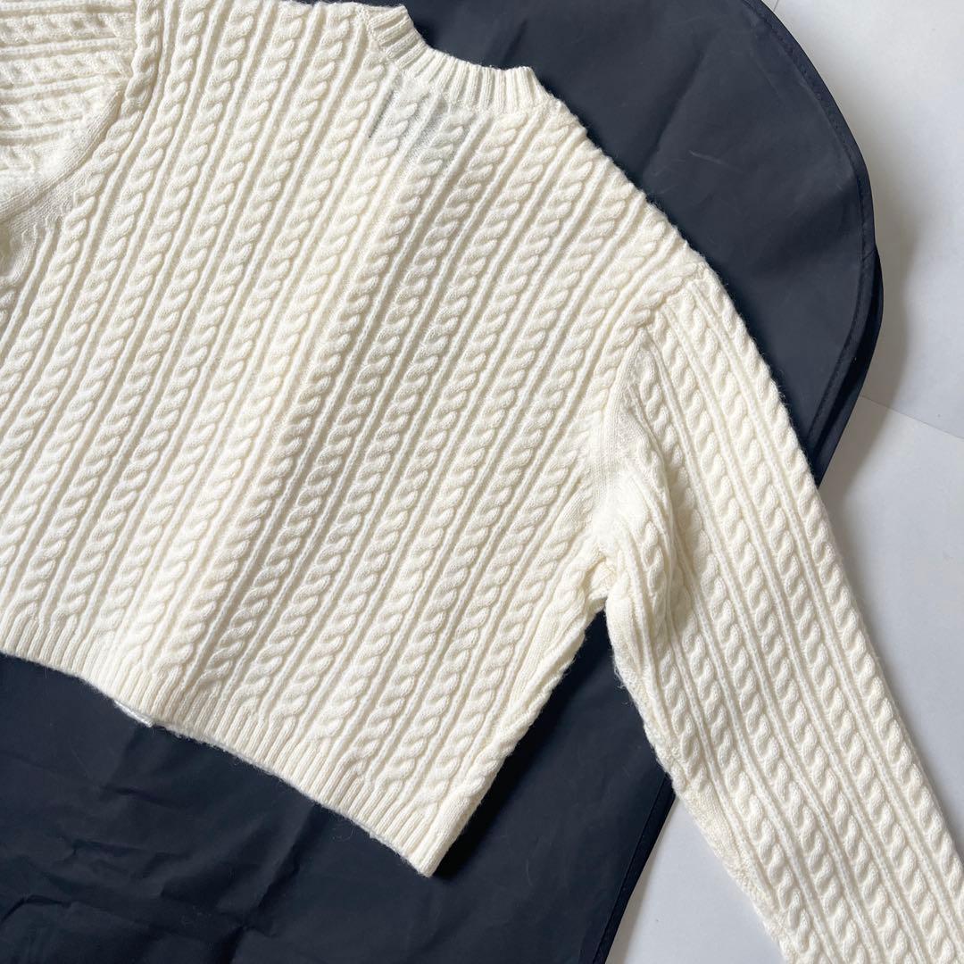 美品✨ セブンテン アップリケケーブルカーディガン オフホワイト 2024 S