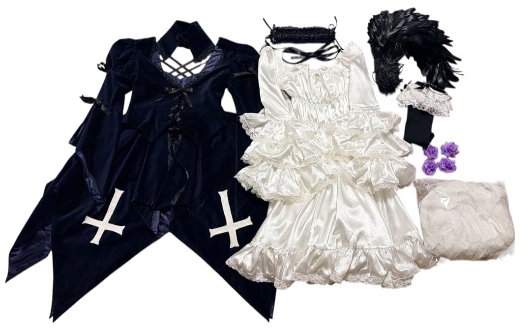 水銀燈 M コスプレ ローゼンメイデン 黒い翼＋ワイヤーパニエ＋ソックス付き