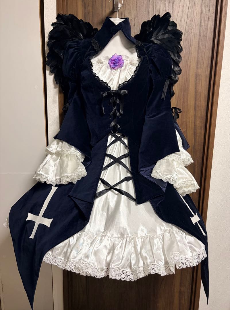 水銀燈 M コスプレ ローゼンメイデン 黒い翼＋ワイヤーパニエ＋ソックス付き