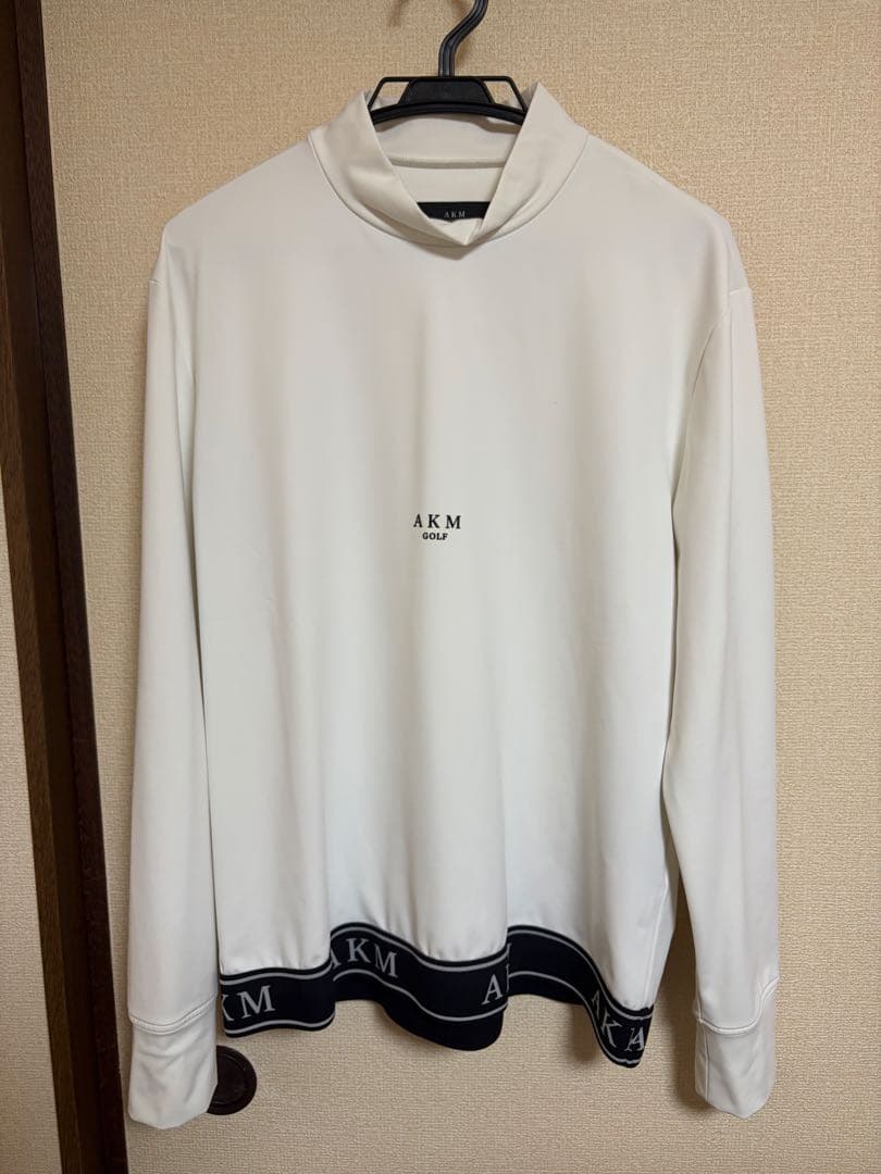 AKM ゴルフ モックネックシャツ 白/黒 2枚組　メンズL