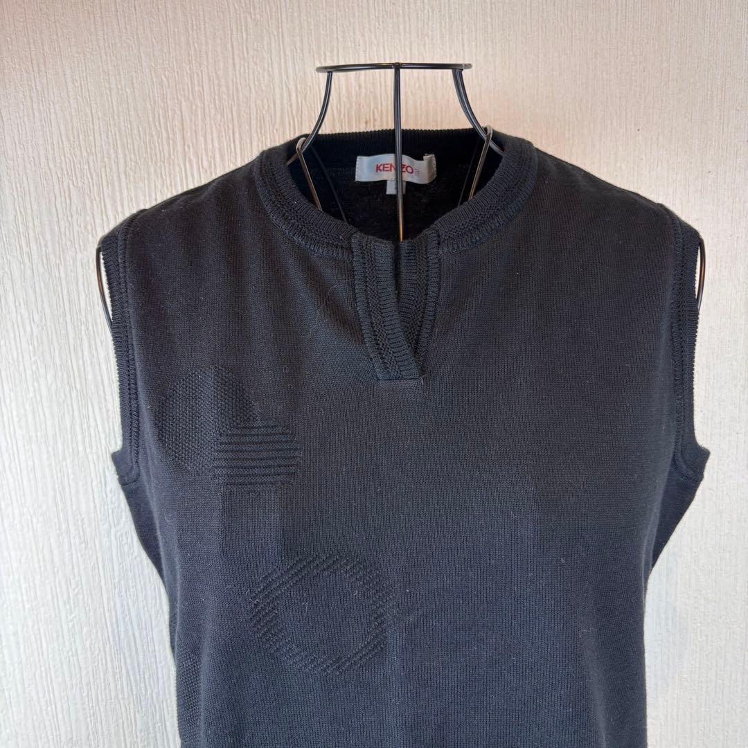 ★KENZO GOLF★M★黒ベスト★左下ロゴ刺繍★綿100%★着やすくカッコ良