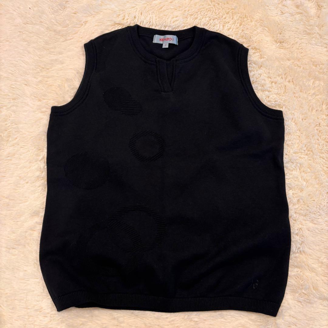 ★KENZO GOLF★M★黒ベスト★左下ロゴ刺繍★綿100%★着やすくカッコ良