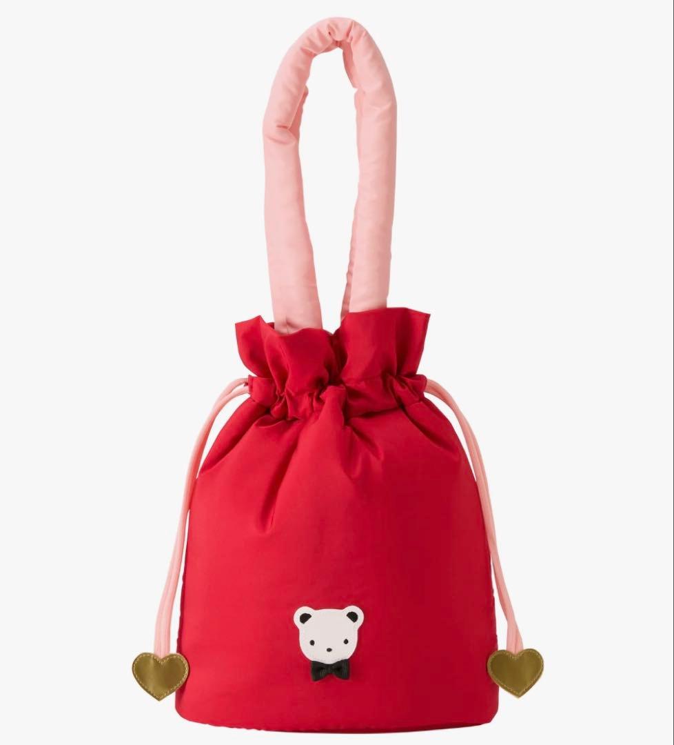新品未使用 ファミリア巾着バッグ レッド バレンタイン 完売カラータグ付
