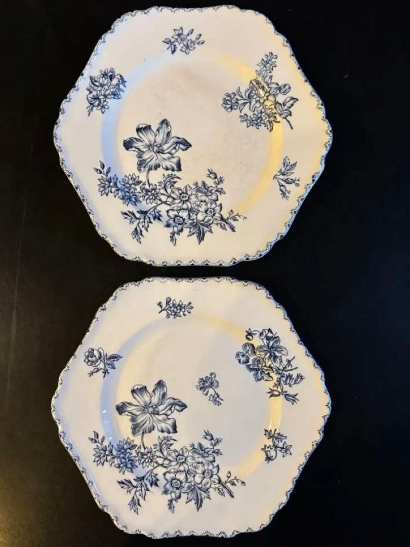 フランスアンティークプレート 珍しい角形プレート2枚セット