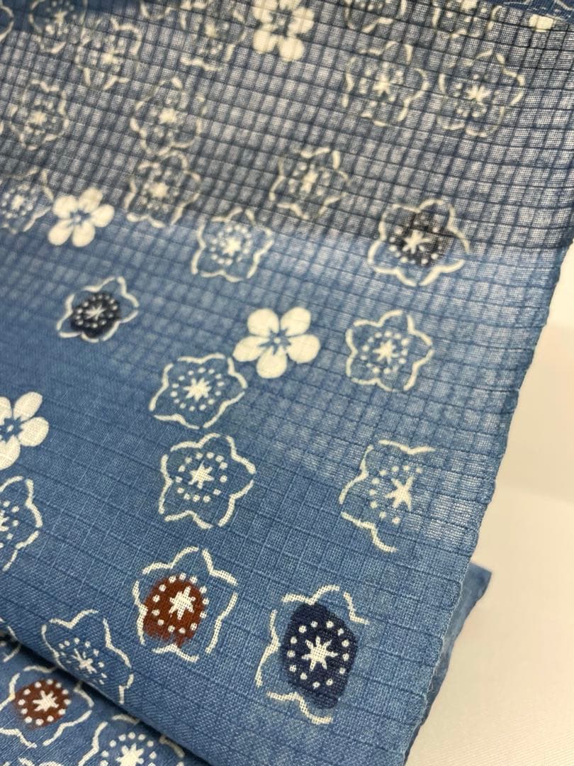 浴衣 紅梅織 三勝染 桜に梅 綿 反物