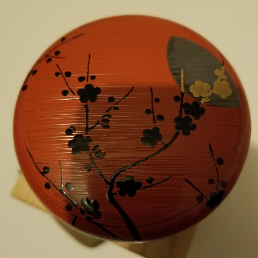 茶道具 棗 梅月棗 刷毛目朱 淡々斎好写 中村宗悦作 大棗