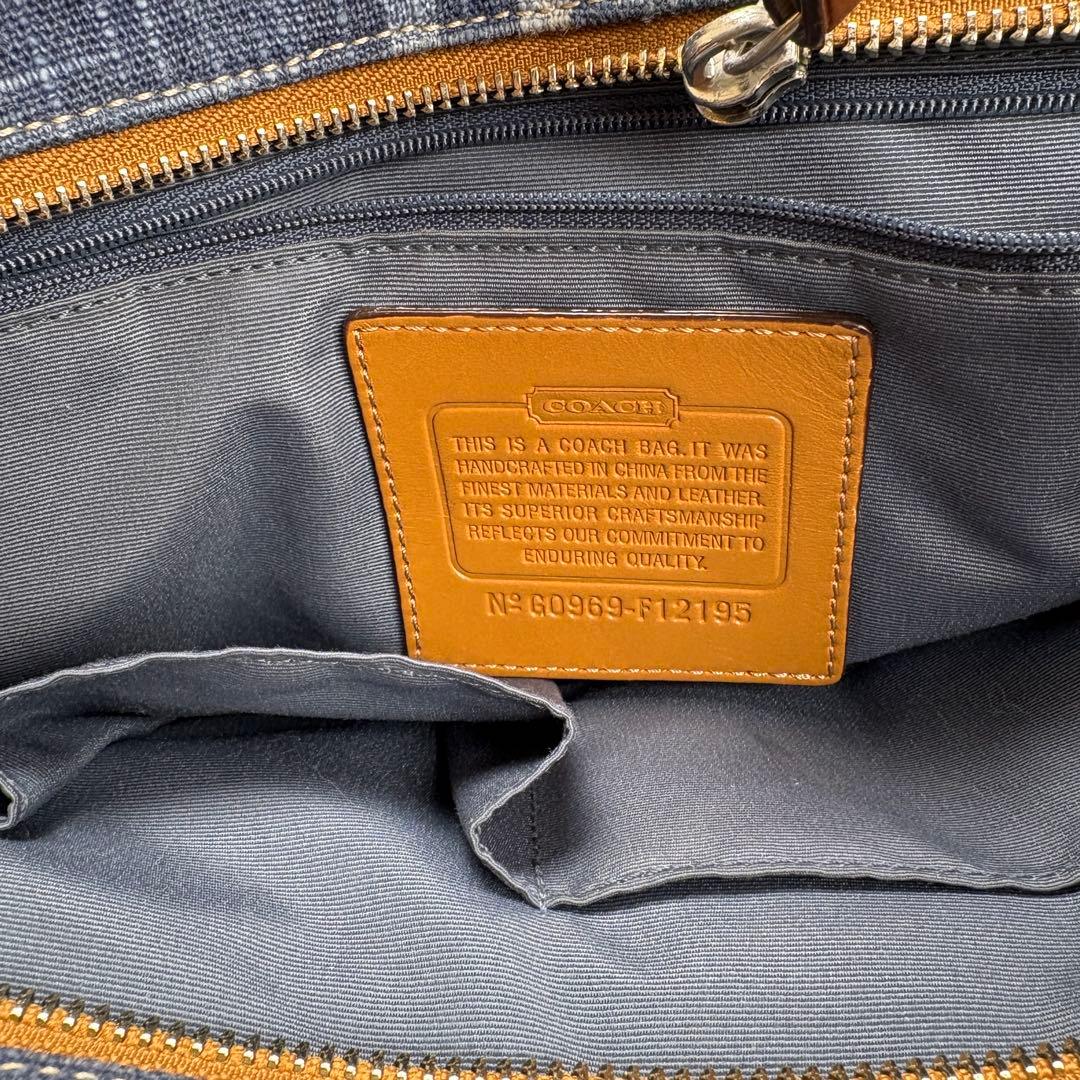 COACH コーチ ハンドバッグ トート 肩掛け デニム シグネチャー 編み込み