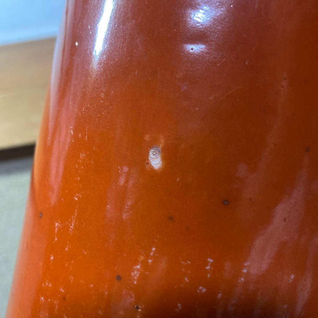 中国古玩　血赤珊瑚色筆頭　28cm11cm