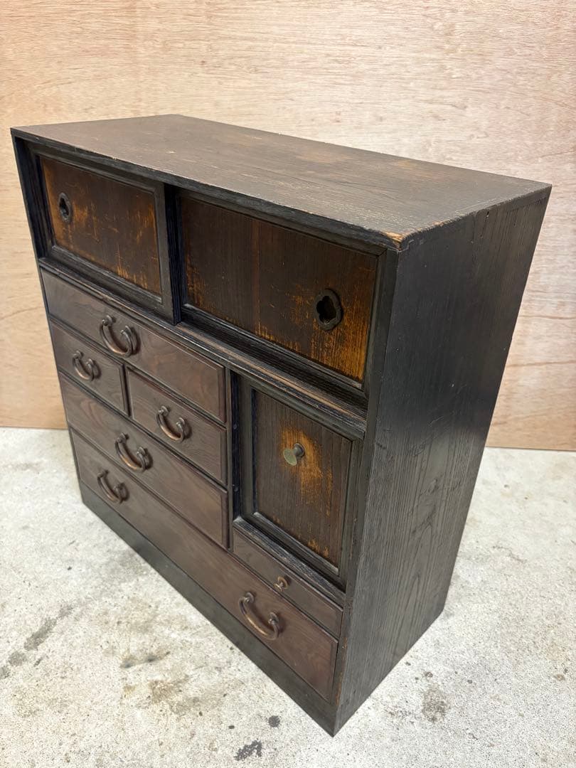 木製タンス 6引き出し ダークブラウン