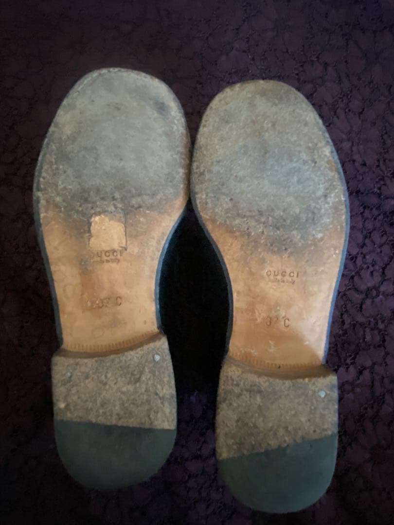 【美品】GUCCI グッチ ホースビットローファー 37本革 ブラックシルバー