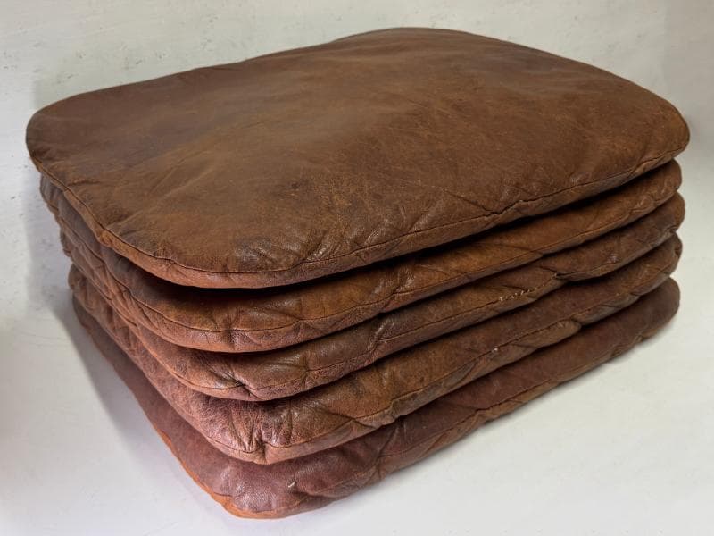 時代 茶席 革座布団 5枚組 レザー 皮 クッション 検索:(茶道具 煎茶道具)