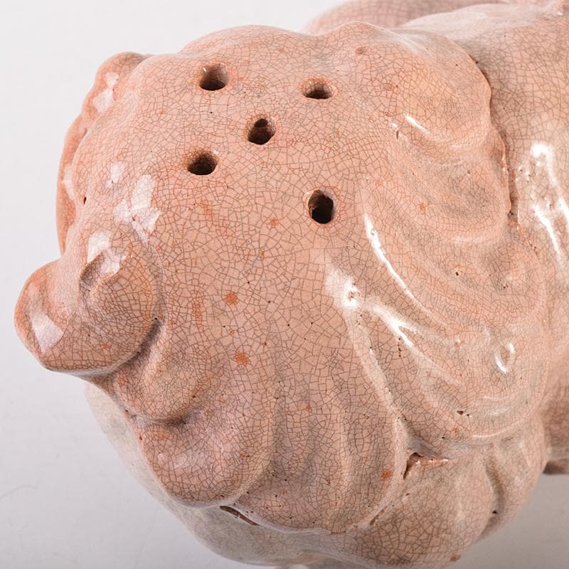 茶道具　楽焼　白楽獅子香炉　V　R7840