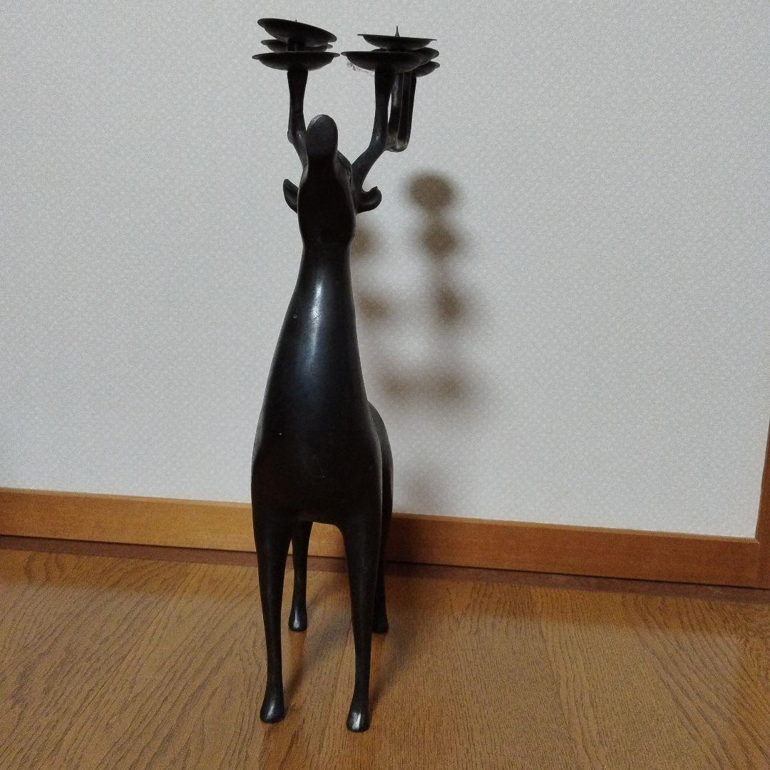 【ヤカン】アンティーク　鹿の形状の金属製キャンドルスタンド