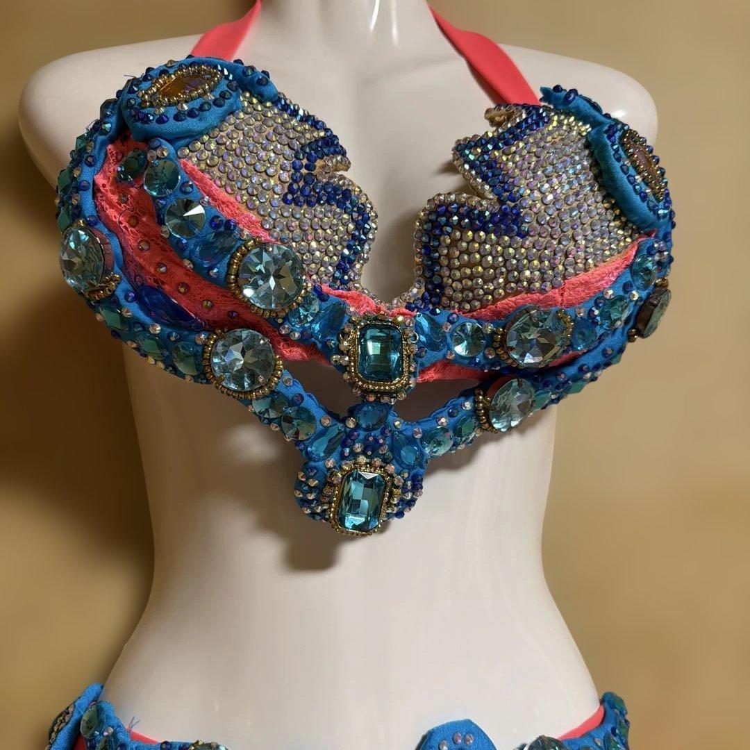 コーラルピンク ベリーダンス セットアップ