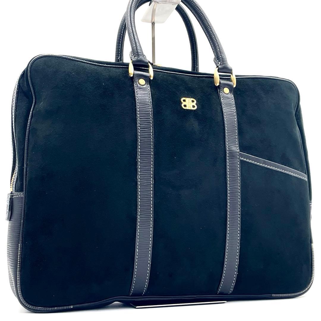 【美品／レア】BALENCIAGA スエード ブリーフケース ブラック A4可