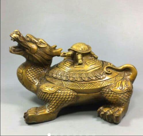 真鍮の龍亀香炉八卦子母亀置物