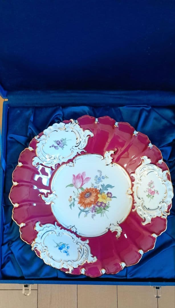 マイセン 1級品 プレート 三つの花 ゴールアンティーク