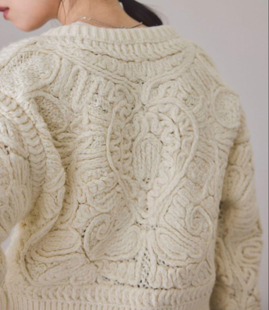 コードレースパターンニットカーディガン