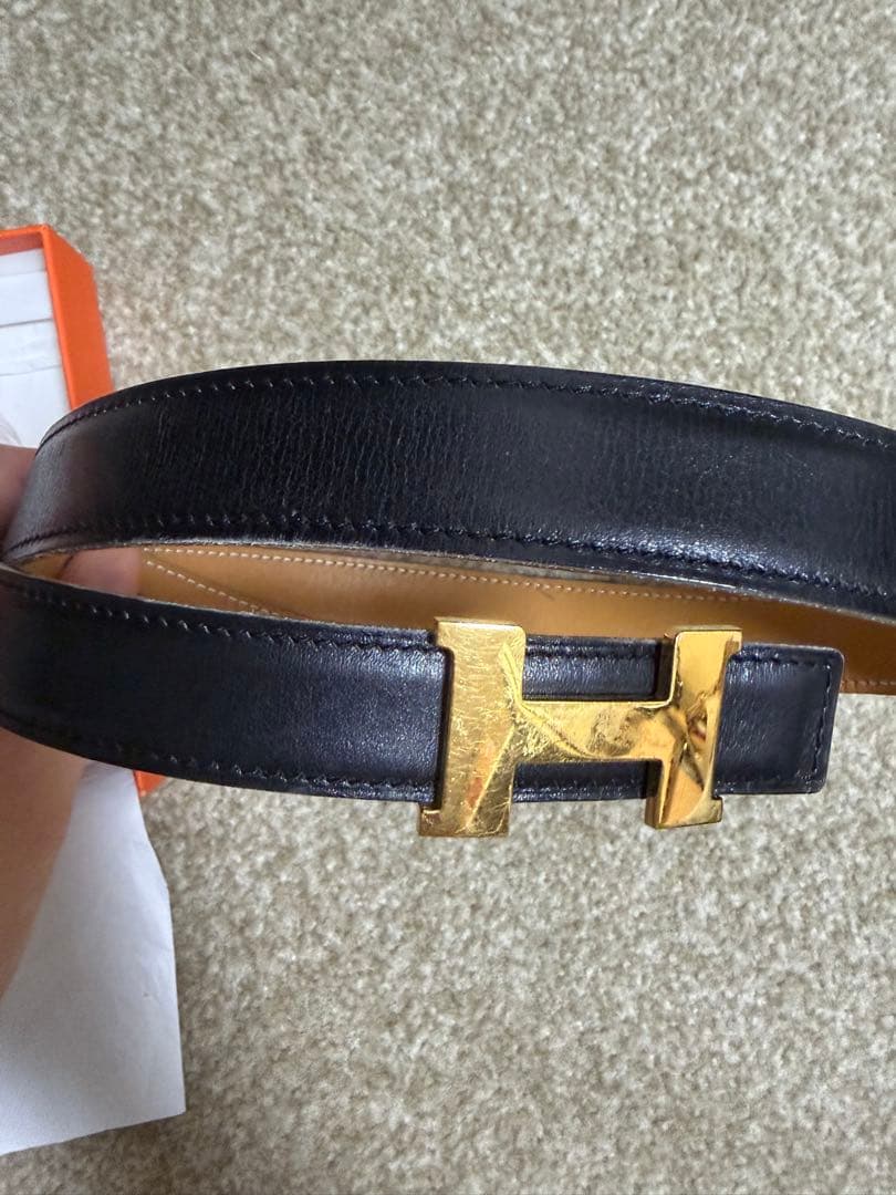 エルメス　H型バックル　ベルト　ブラック