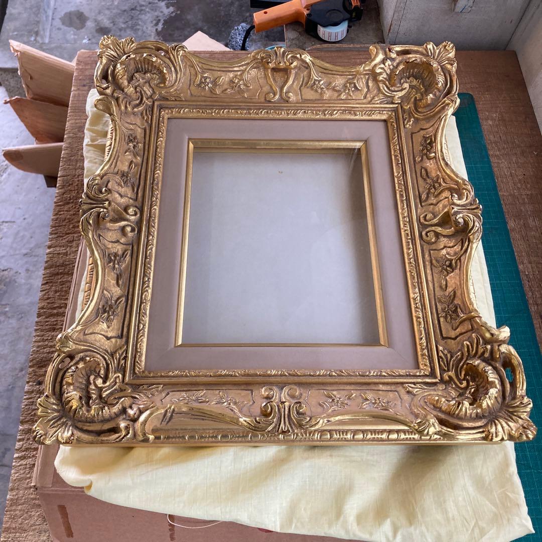 m*a様 豪華金装飾 F3号 油彩額縁 ゴールドフレーム 布カバー 箱付き