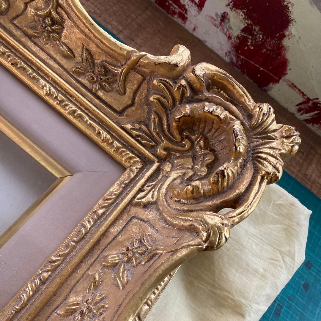 m*a様 豪華金装飾 F3号 油彩額縁 ゴールドフレーム 布カバー 箱付き