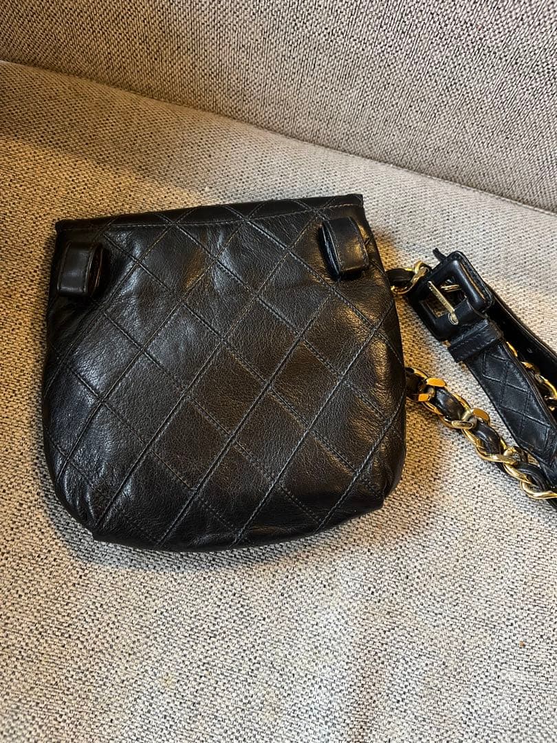 CHANEL ビコローレ　ウエストポーチ　ブラックレザー ショルダー