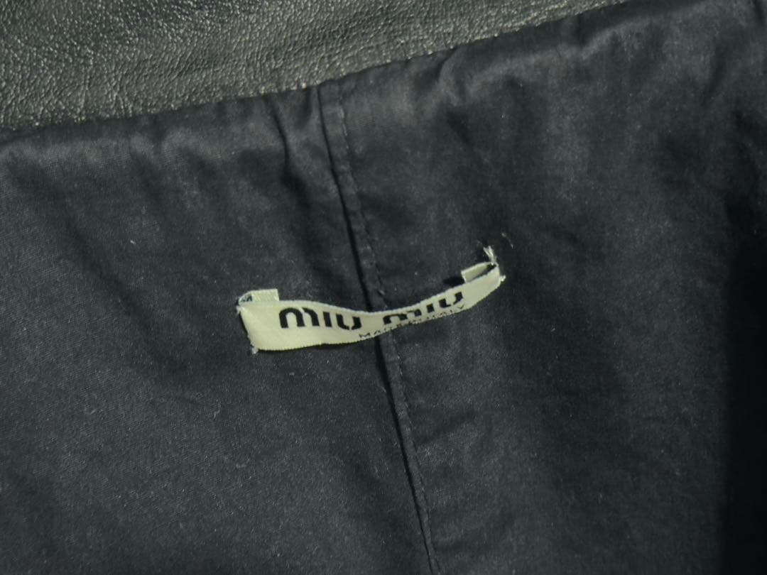 miu miu レザーライダースジャケット