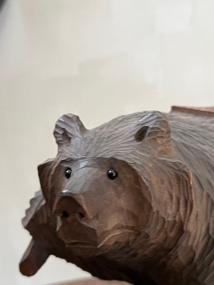 70'sアイヌ民藝　ガラス目 木彫り熊／ヴィンテージ木彫熊 郷土玩具 農民美術