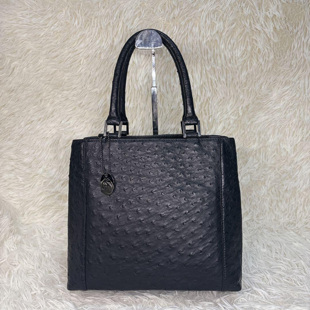 アールグレイ様 JRA認定 オーストリッチ 黒 ラウンドファスナー 縦型