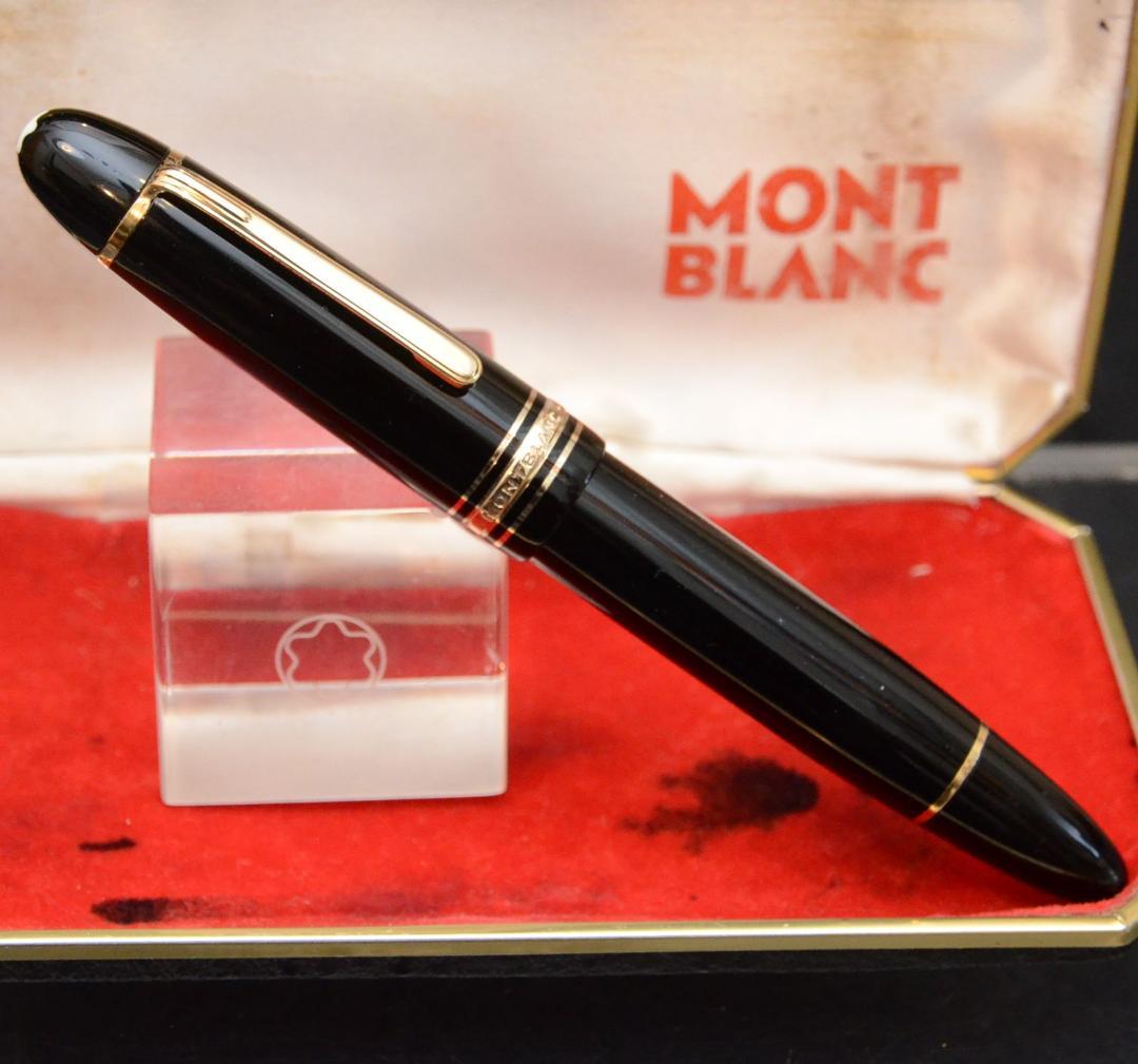 モンブラン149万年筆14C中金 エボナイト芯スチールケース付 細字EF 超美品