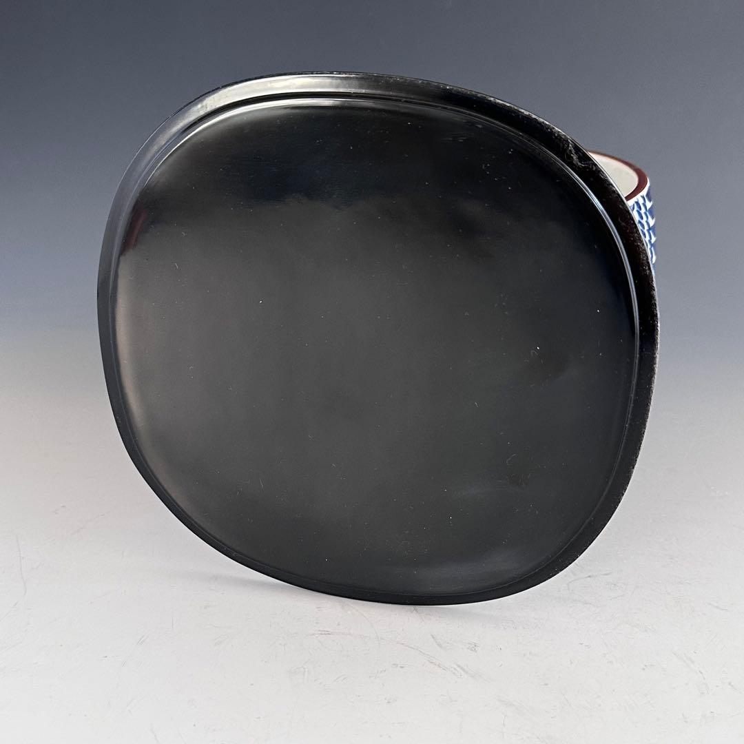 茶道具　染付　俵形　七福神絵　水指　加藤利昇　共箱　京焼　茶会　初釜　縁起が良い