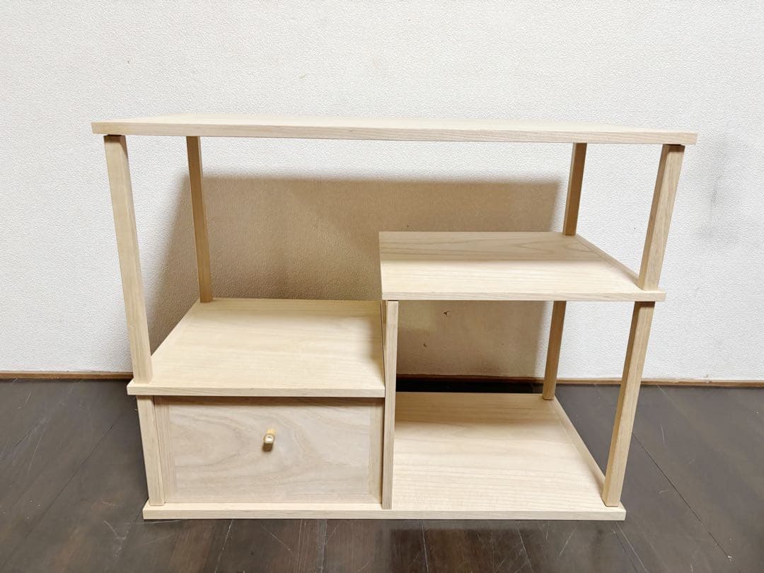 未使用 茶道具 清峯作 桐木地 利休袋棚 志野棚 組立式 炉用 点前棚 紙箱