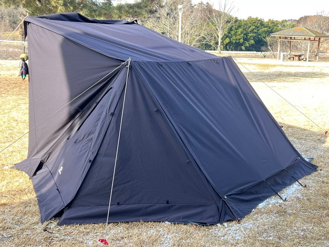 G.Gパップテント2.0ブラック 前幕二股ポール グランドシートセット