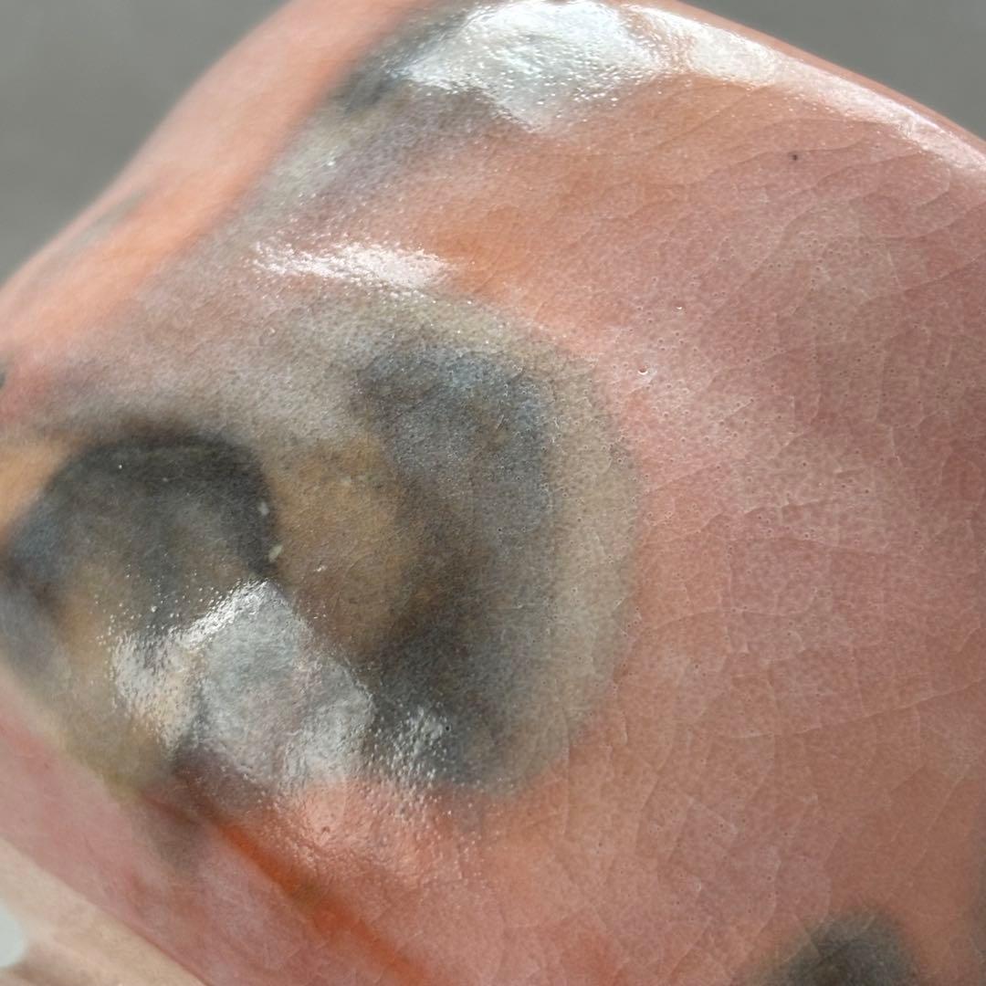 赤楽茶碗 佐々木虚室 帰来釜 抹茶碗 茶道具 楽焼 共箱 (38Aa)