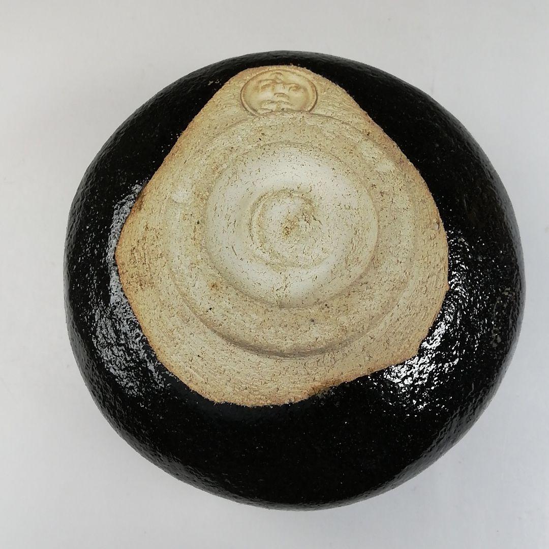 Ｔ６２６　茶碗　『黒楽茶碗』『川崎和楽 造』　共箱　抹茶碗　茶道具