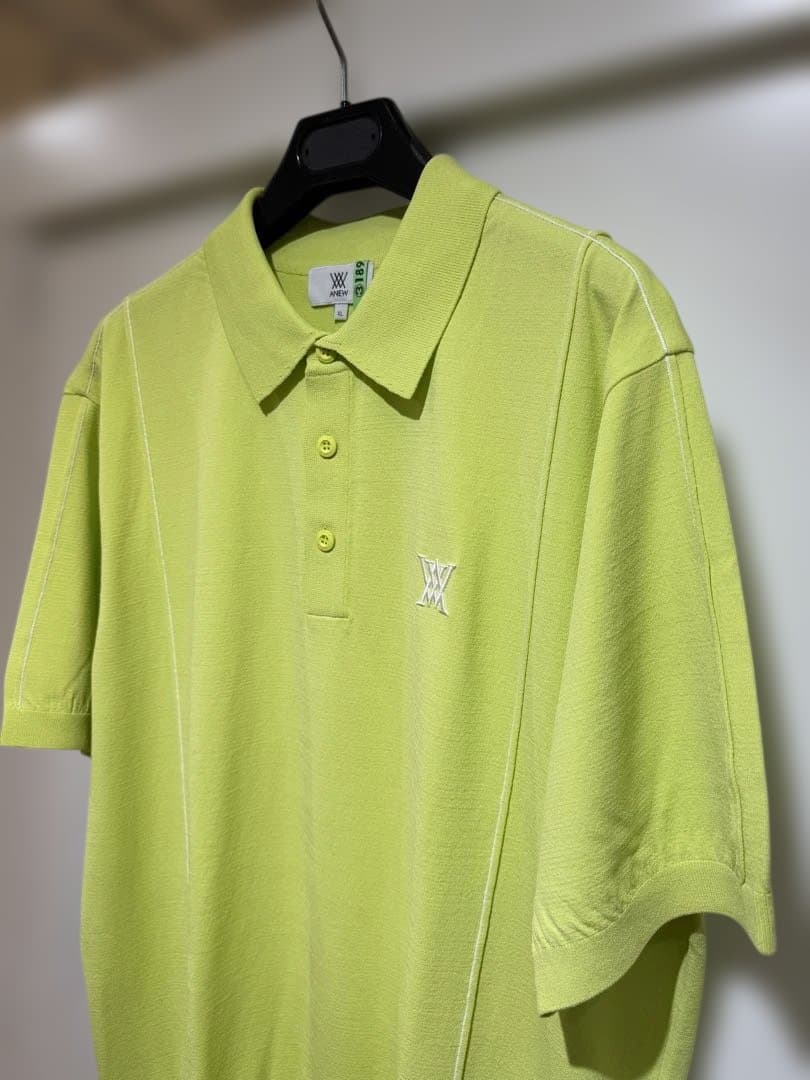 美USED ANEW GOLF メンズ ニットポロ イエロー アニューゴルフ