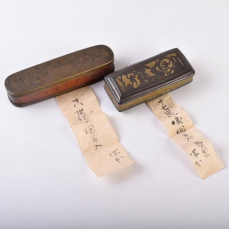 西洋アンティーク　十七世紀十八世紀　古銅　人物刻　嗅煙草入　2点　M　R8980