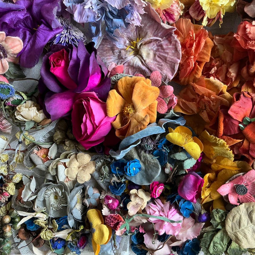 ２：フランスアンティーク　枯れた布花　パーツ　ブロカント　ハンドメイド素材