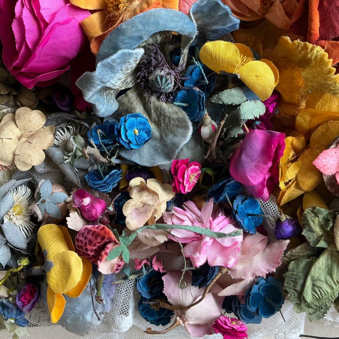 ２：フランスアンティーク　枯れた布花　パーツ　ブロカント　ハンドメイド素材