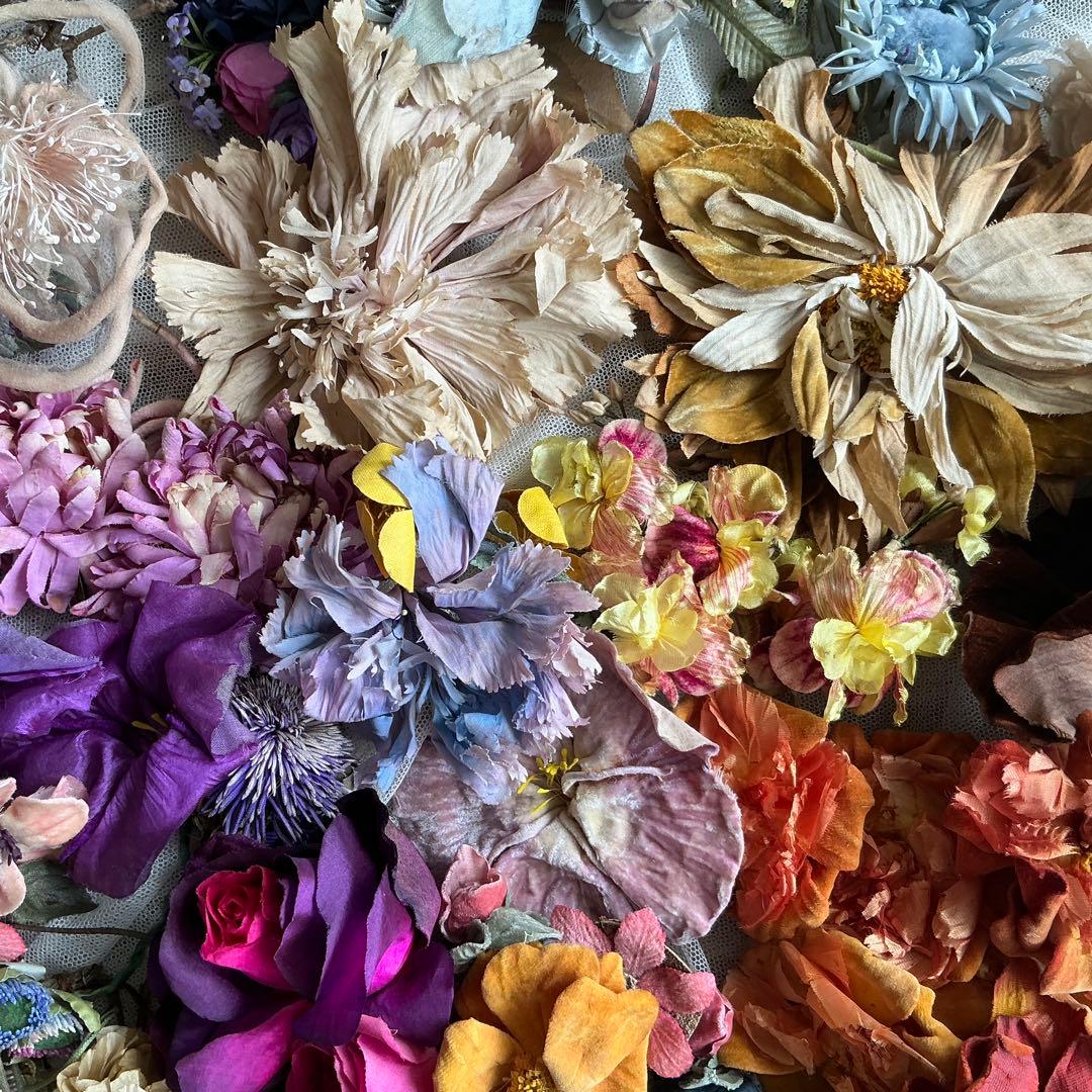 ２：フランスアンティーク　枯れた布花　パーツ　ブロカント　ハンドメイド素材