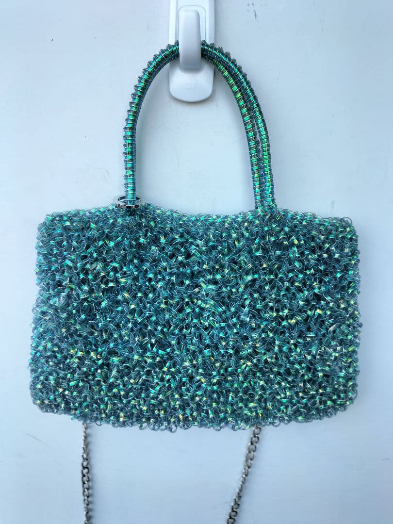 美品　ANTEPRIMA アンテプリマ ワイヤーバッグ 　ブルー　グリーン