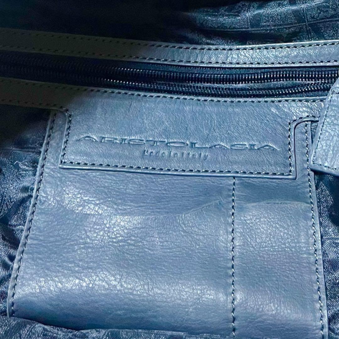 ARISTLASIA トートバック　グレー色　本革　イタリア製　大容量　小旅行