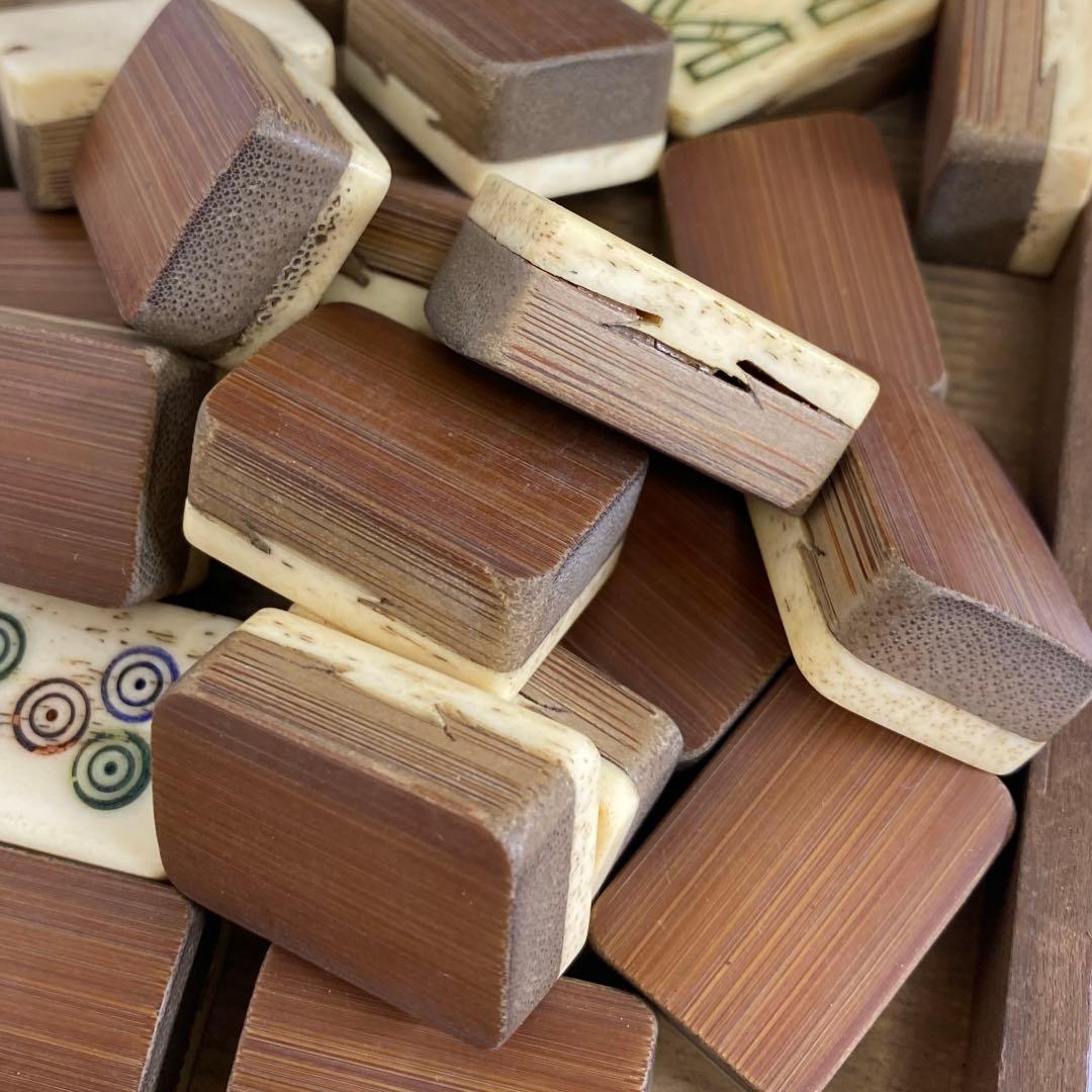 中国古玩 玉壷清玩 唐木入・骨製 麻雀牌 東キ8-0124☆2F トヒトオ