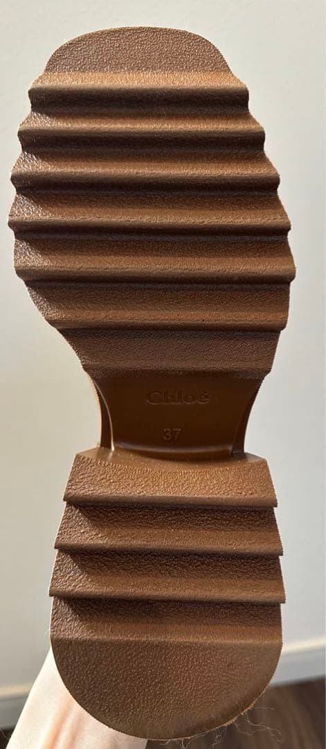 数回着用のみ♪ Chloe PVC キャンバスレインブーツ　ブラウン　晴雨兼用