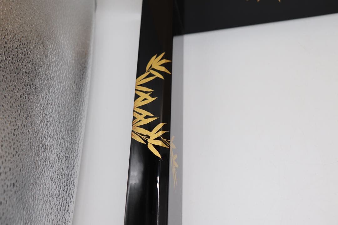 江岳作　高級　極眞　炉縁　本漆黒塗立　蒔絵　共箱　送料込み0307