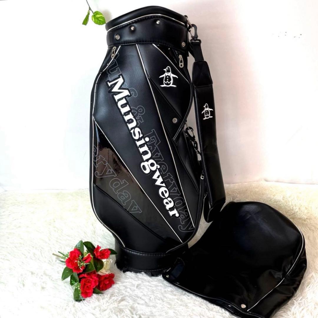 人気✨良品✨マンシングウェア キャディバッグ カート式 軽量 ペンギンロゴ 黒