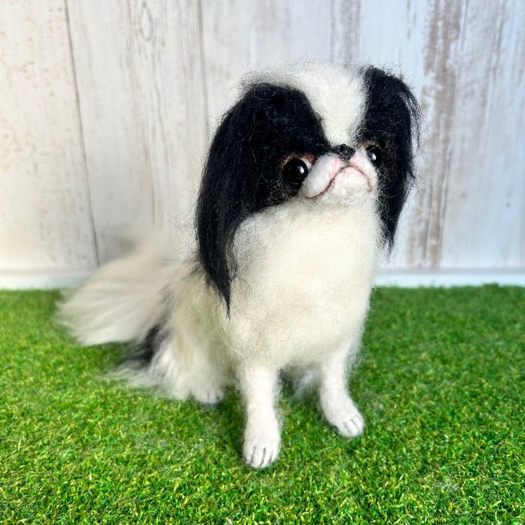 即購入可能。羊毛フェルト【狆】犬　※他にオーダー受付中です。