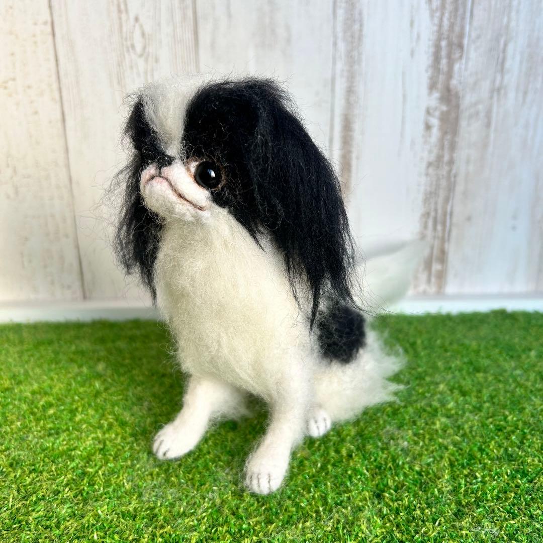 即購入可能。羊毛フェルト【狆】犬　※他にオーダー受付中です。